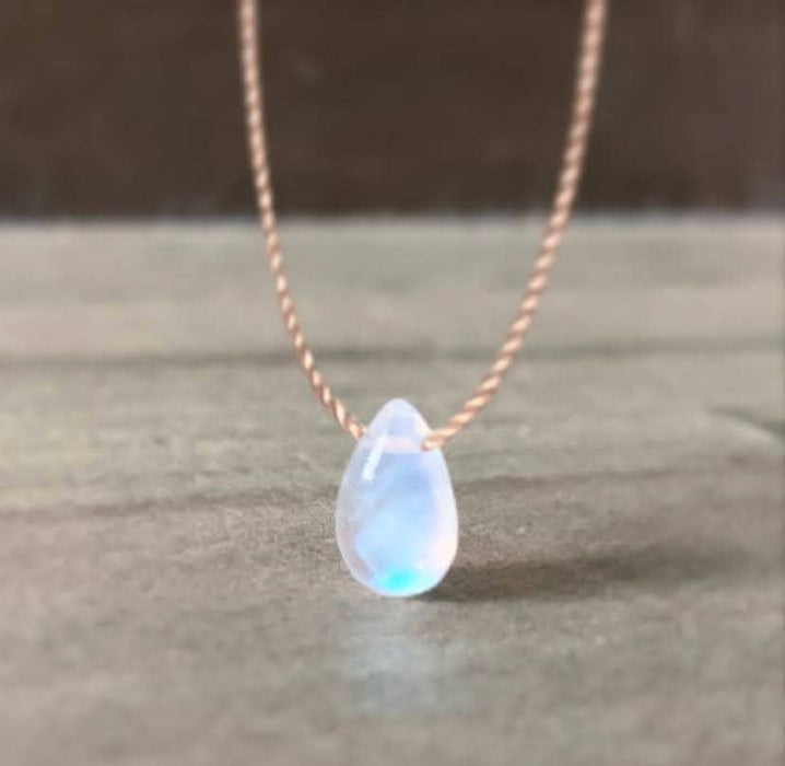 Moonstone Smooth Small Teardrop Necklace