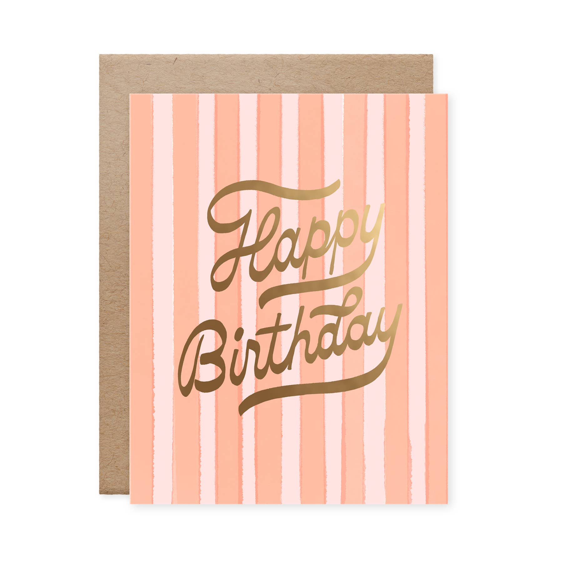 Birthday card with 'Happy Birthday' text on a striped background