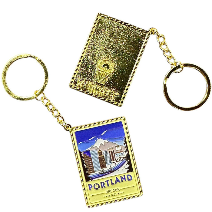 Portland Oregon - Enamel Postcard Keychain