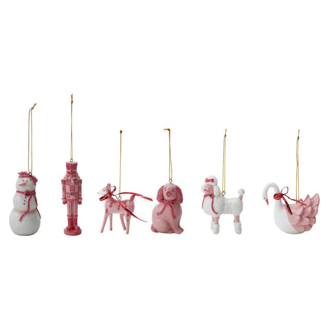 Pink & White Resin Ornaments