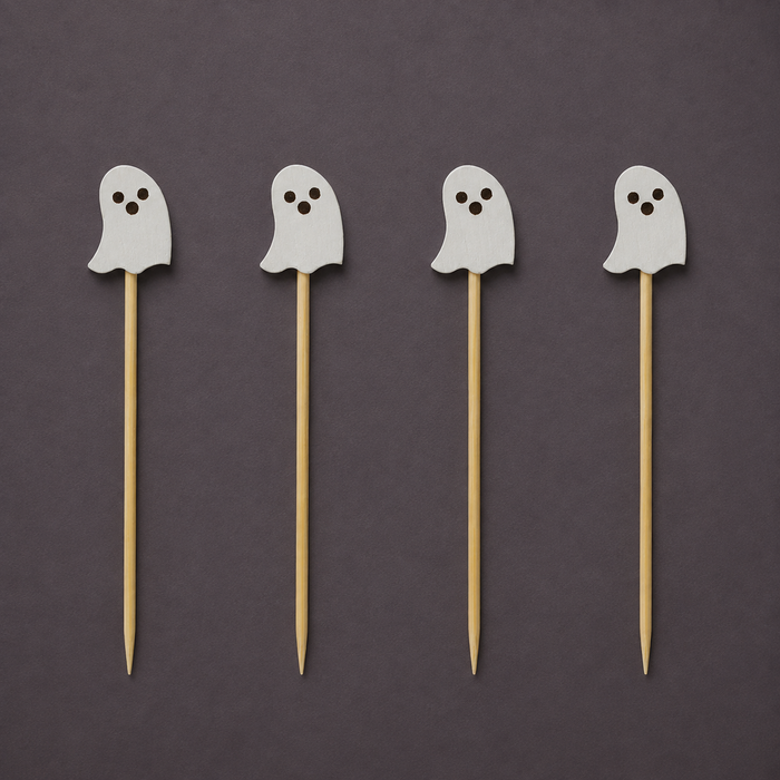 Bamboo Single Use Picks Ghost Shaped Handles