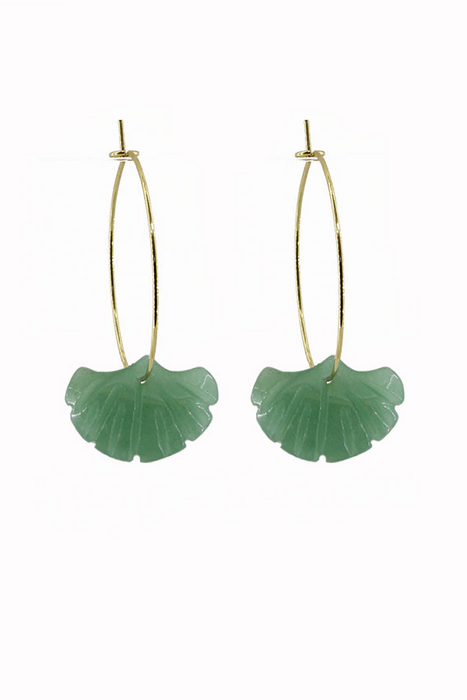 Ginkgo Hoops Aventurine Earrings