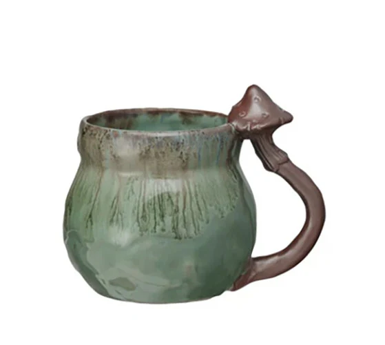 14 oz Stoneware Mushroom Handle Mug