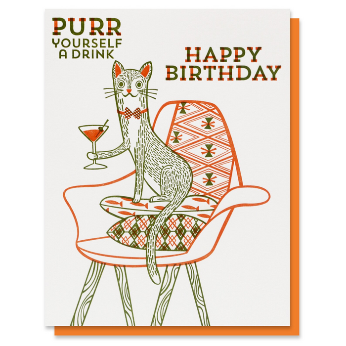 Purr Yourself A Drink - Birthday Card