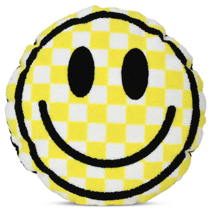 Yellow Checkerboard Smiley Chenille Plush