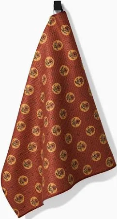 Artisanal Floral Orange Geometry Towel