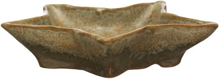Star Shaped Green Stoneware Dish