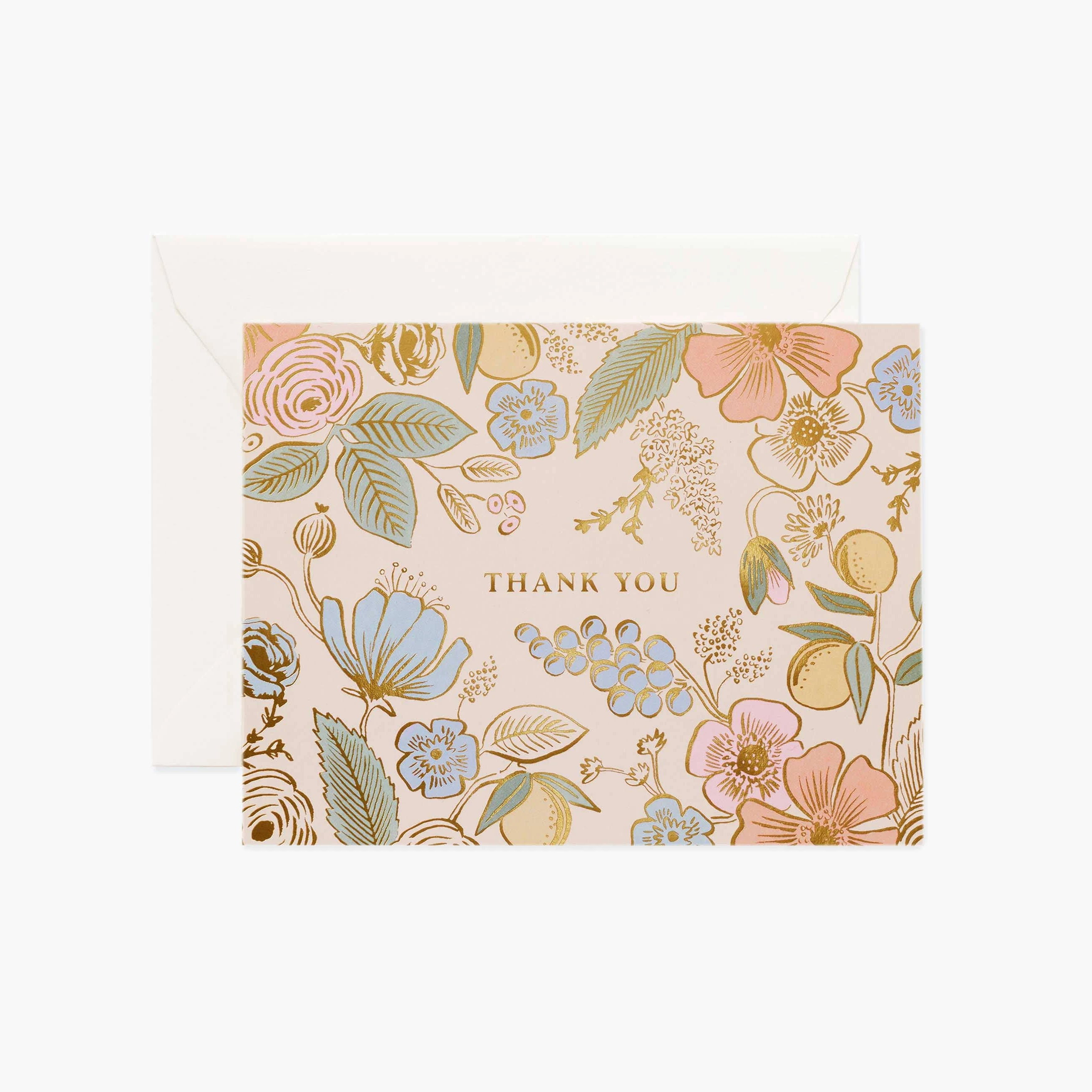 Floral card with 'THANK YOU' text on a white background