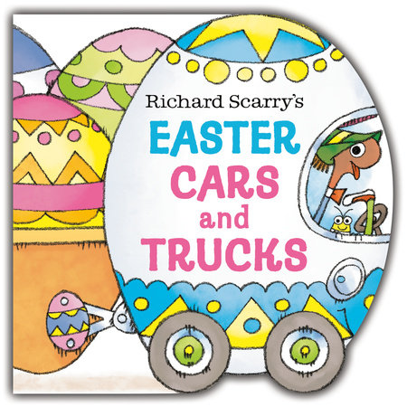 Book cover of 'Easter Cars and Trucks' by Richard Scarry with colorful design and character illustration.