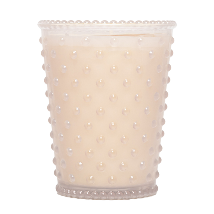 White Flower Votive Hobnail Candle