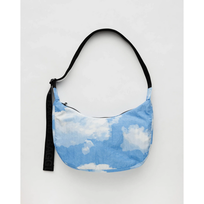 Medium Nylon Crescent Bag- Clouds