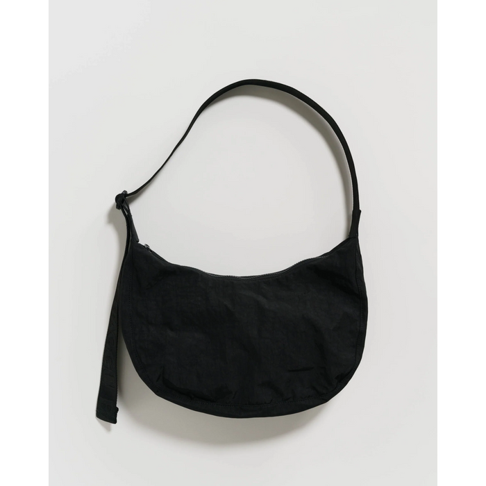 Medium Nylon Crescent Bag- Black