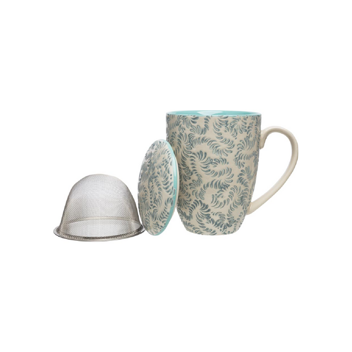 Cup With Tea Strainer Rustic - Blue