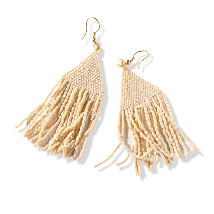 Lexie Cream Beaded Fringe Earrings