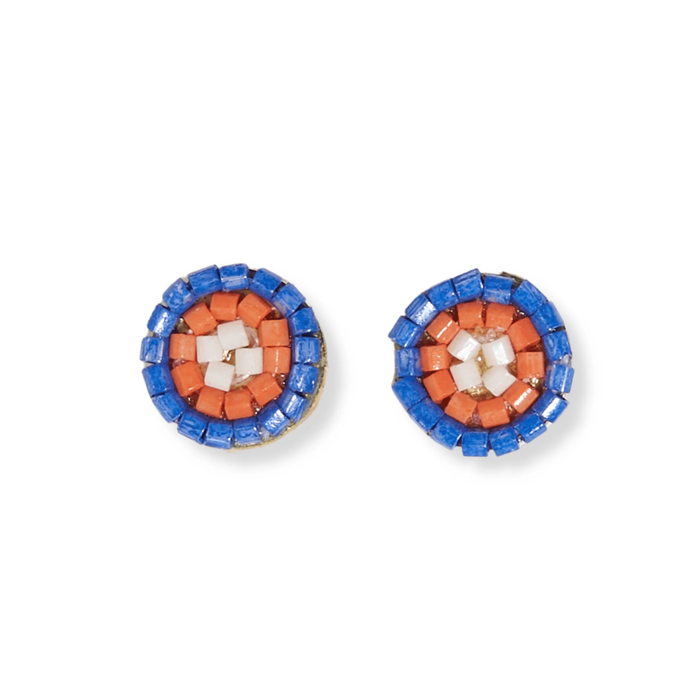 Rowan Circles Beaded Post Earrings Lapis