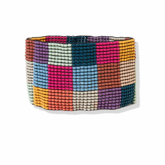 Penelope Multicolor Checkered Beaded Stretch Bracelet