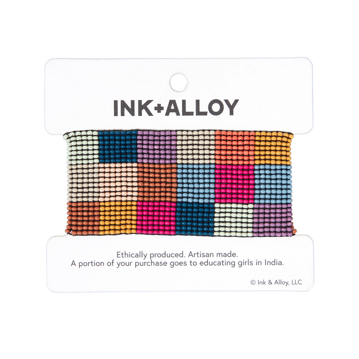 Penelope Multicolor Checkered Beaded Stretch Bracelet