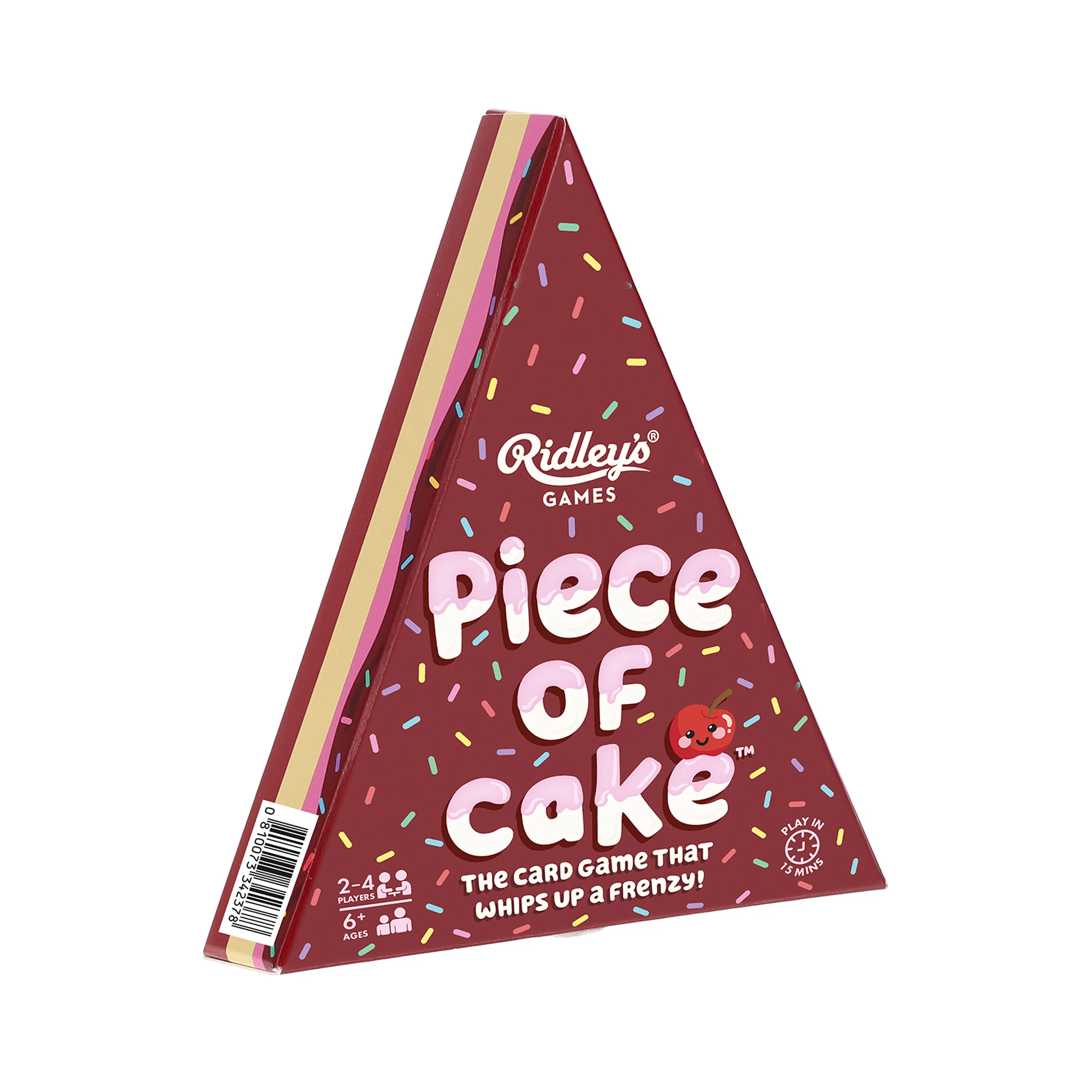 triangle shaped box of card game named "piece of cake" 