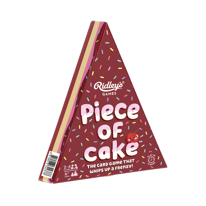 triangle shaped box of card game named "piece of cake" 