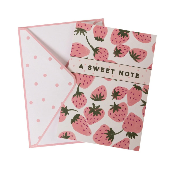 Pink Strawberry Notecard Set