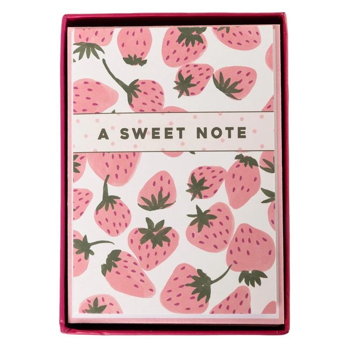 Pink Strawberry Notecard Set