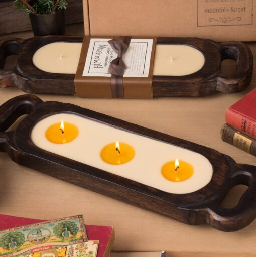 Wooden Candle Tray- Tobacco Bark