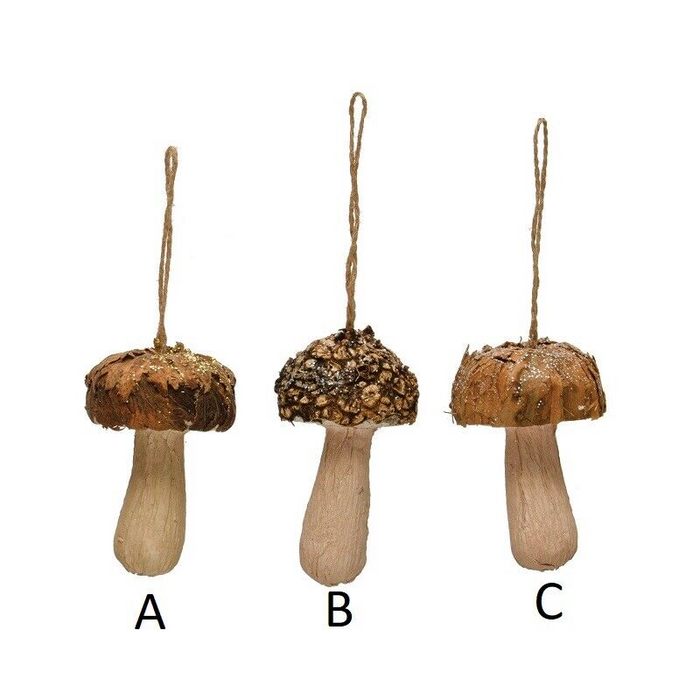 Wood Bark Mushroom Ornament