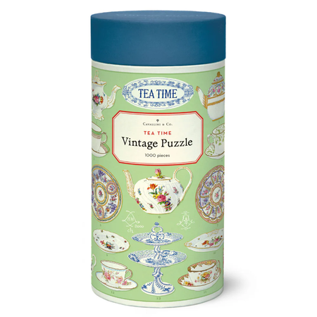 Vintage style tea time puzzle in a tube