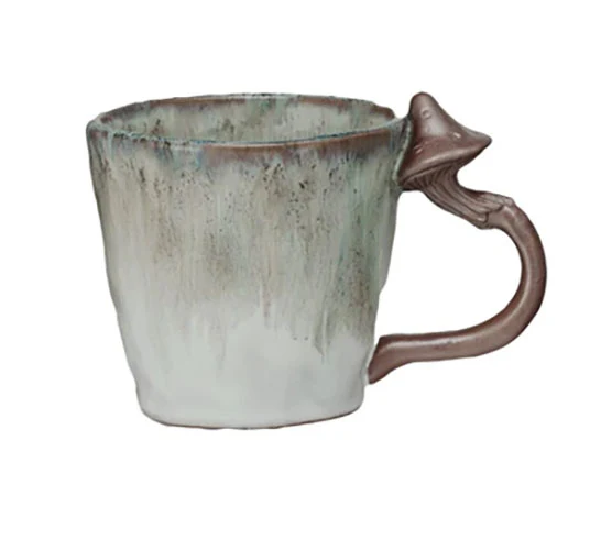14 oz Stoneware Mushroom Handle Mug