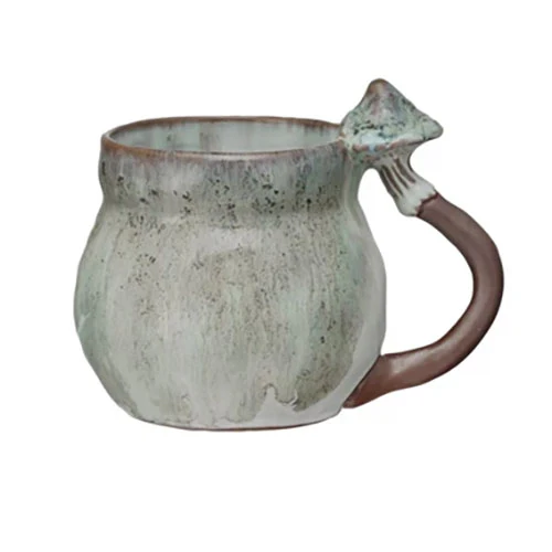 14 oz Stoneware Mushroom Handle Mug