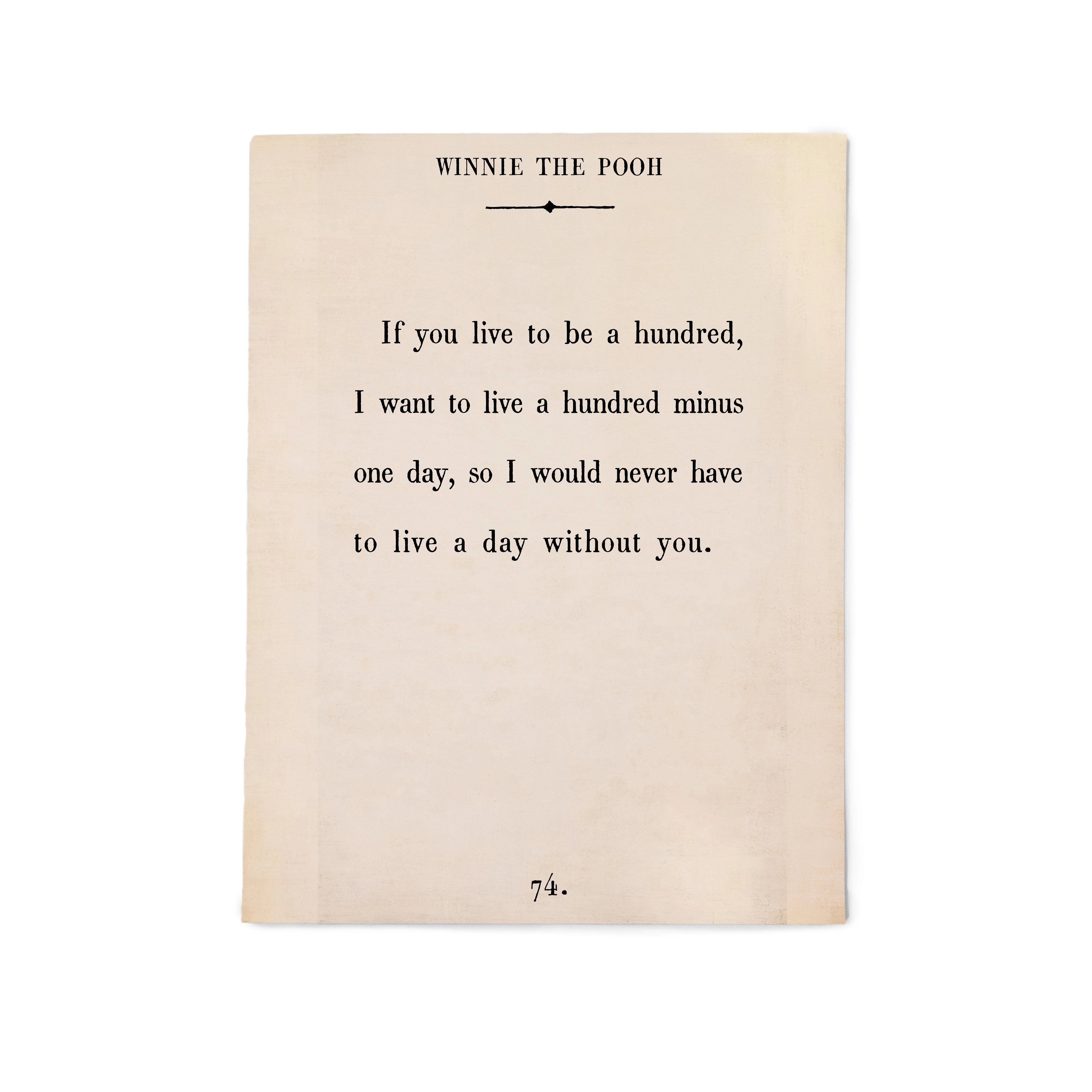 Beige poster with black text quote from 'Winnie the Pooh' on a white background