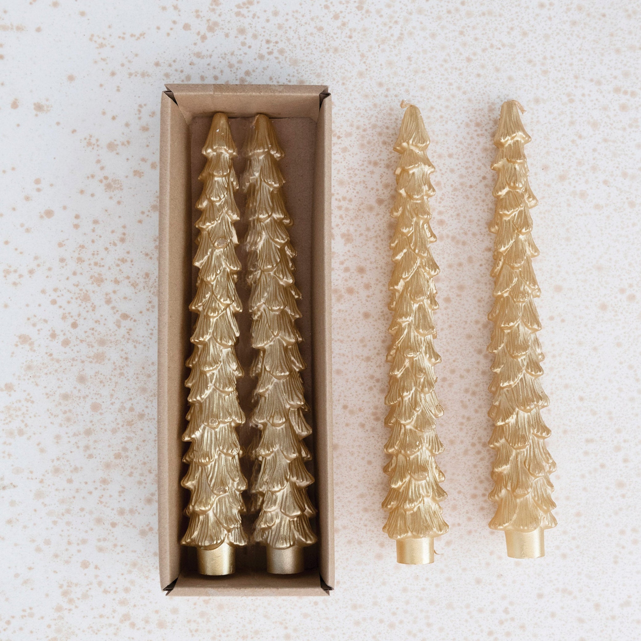 Unscented Tree Shaped Taper Candles, Set of 2