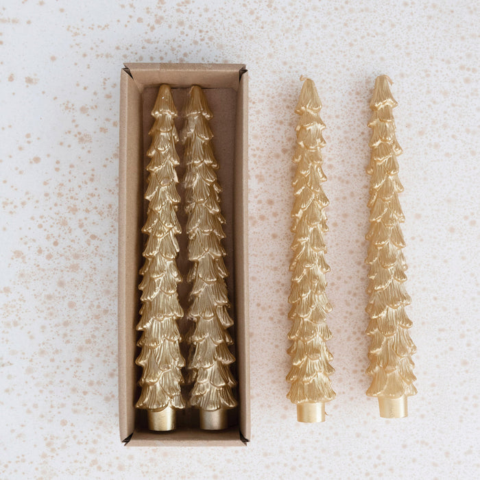 Unscented Tree Shaped Taper Candles, Set of 2
