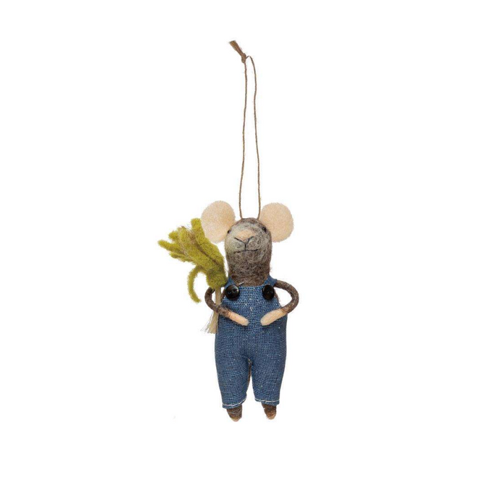 Wool+Felt Gardening Mouse Ornament