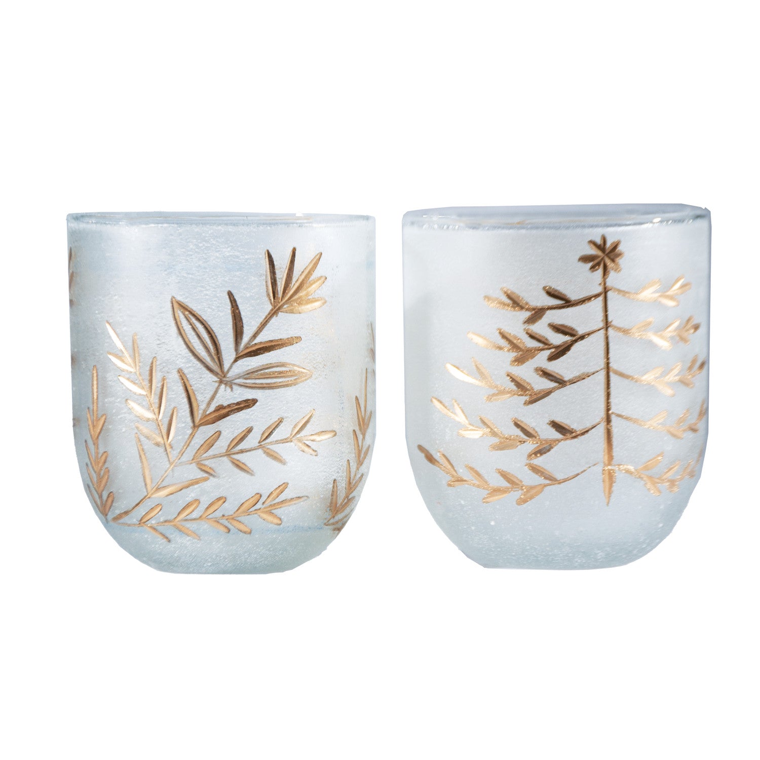 Hand-Painted Etched Glass Tealight/Votive Holder, 2 Styles