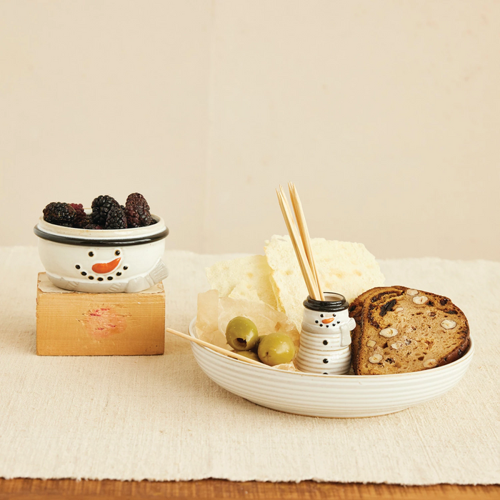 Stoneware Snowman Head Shaped Bowl