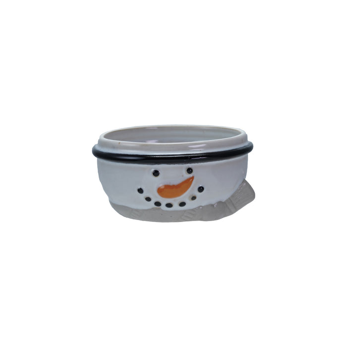 Stoneware Snowman Head Shaped Bowl, Reactive Glaze (Each Will Vary)
