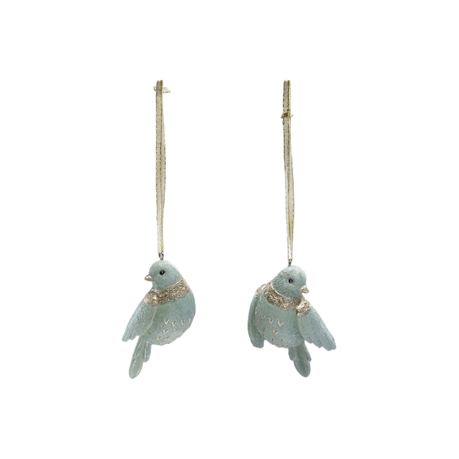 Resin Bird Ornament with Glitter, Gold Finish, 2 Styles