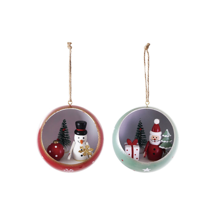 Paulownia Wood Diorama Ornament with LED Light, 2 Styles