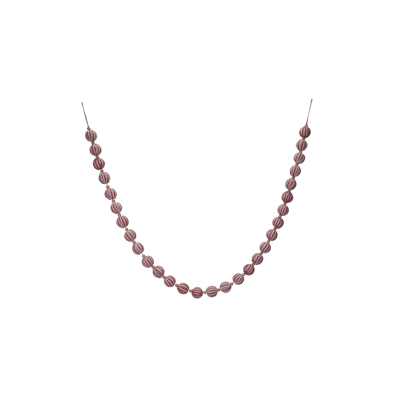 Foam & Fabric Ball Garland with Stripes & Wood Beads