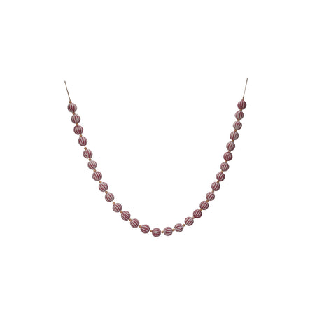 Foam & Fabric Ball Garland with Stripes & Wood Beads