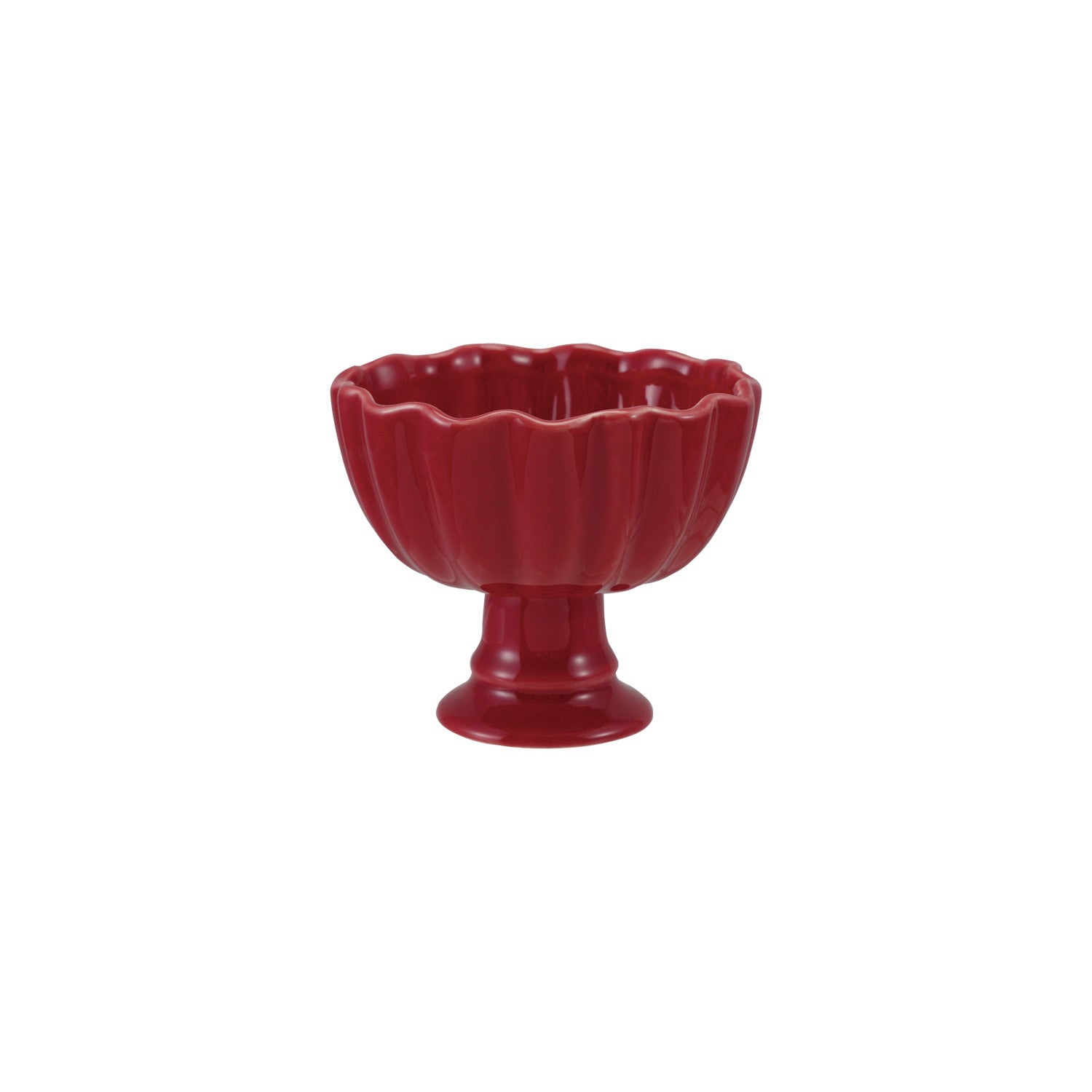 Stoneware Footed Scalloped Bowl, Red (Each One Will Vary)