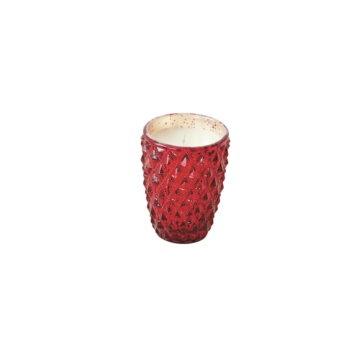 8.6 oz. Embossed Mercury Glass Laurel & Spice Scented Votive Candle, Red