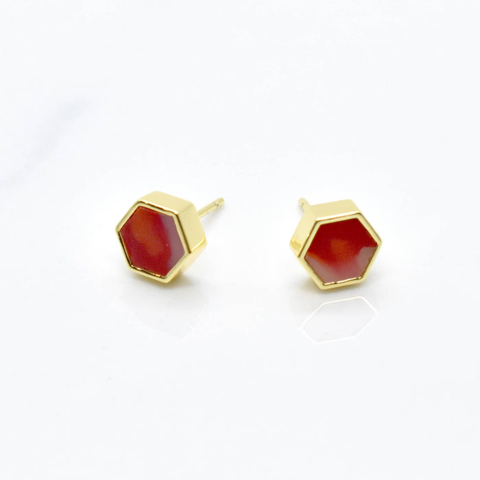 Ruby Clay Hexagon Studs