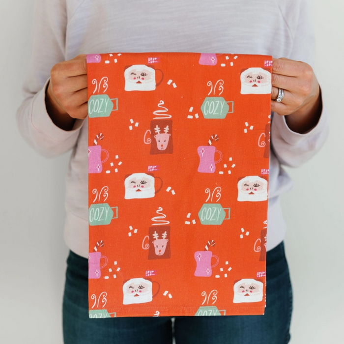 Full Pattern Cozy Mugs | Christmas Holiday Flour Sack Kitchen Towel
