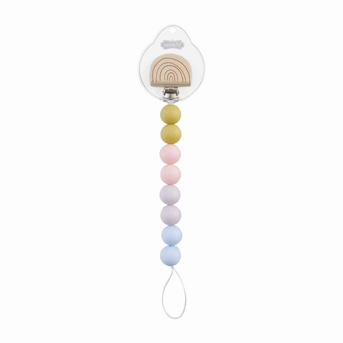 Rainbow Wood & Silicone Pacy Clip