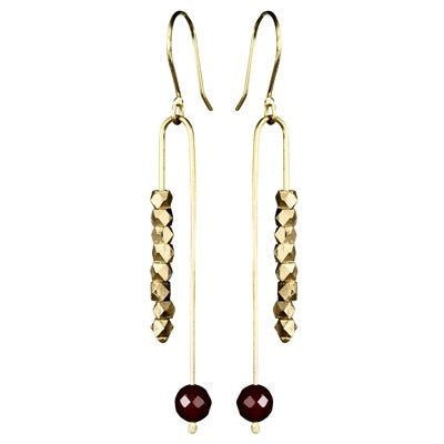 Bodhi Arch Earrings With Carnelian, Brass Beads
