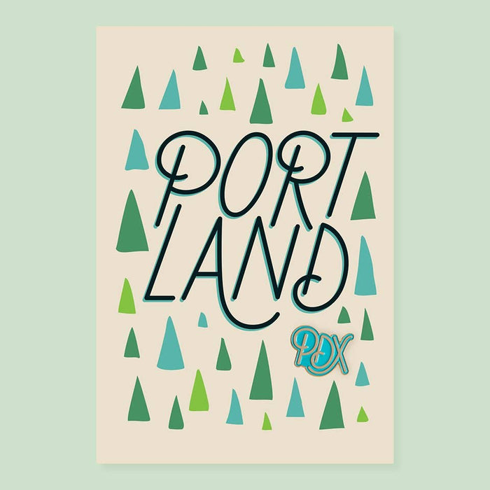 Portland City Pin + Post Card