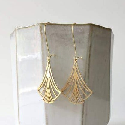 Art Nouveau Triangles Earrings | Brass
