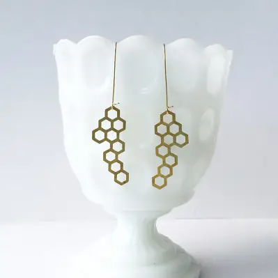 Long Honeycomb Earrings